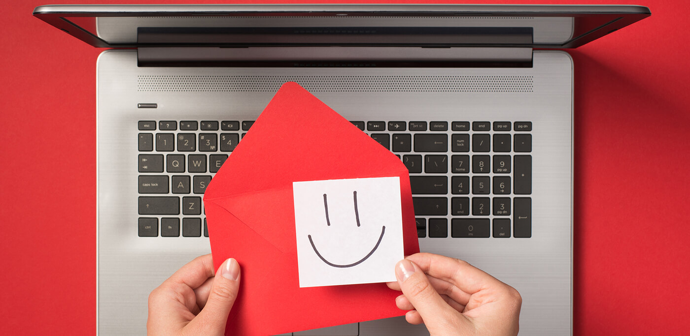 Birthday email on a laptop