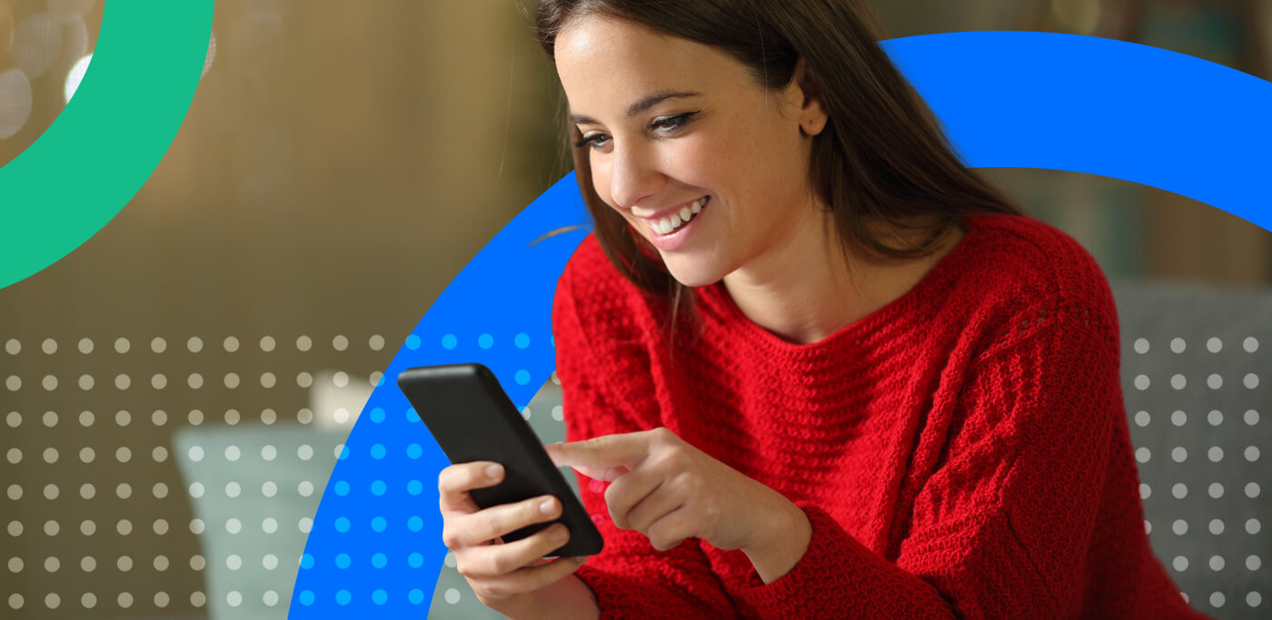 Happy women on mobile