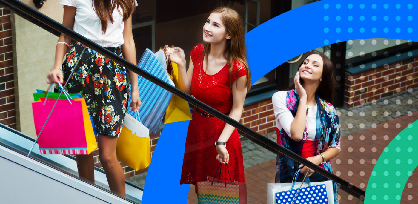 Three women out on a shopping spree