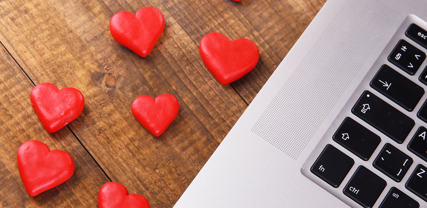 Love hearts on a laptop