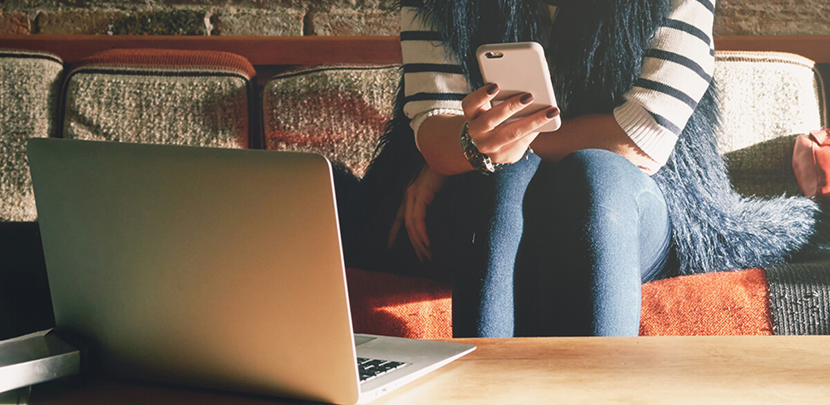 Laptop on a coffee table