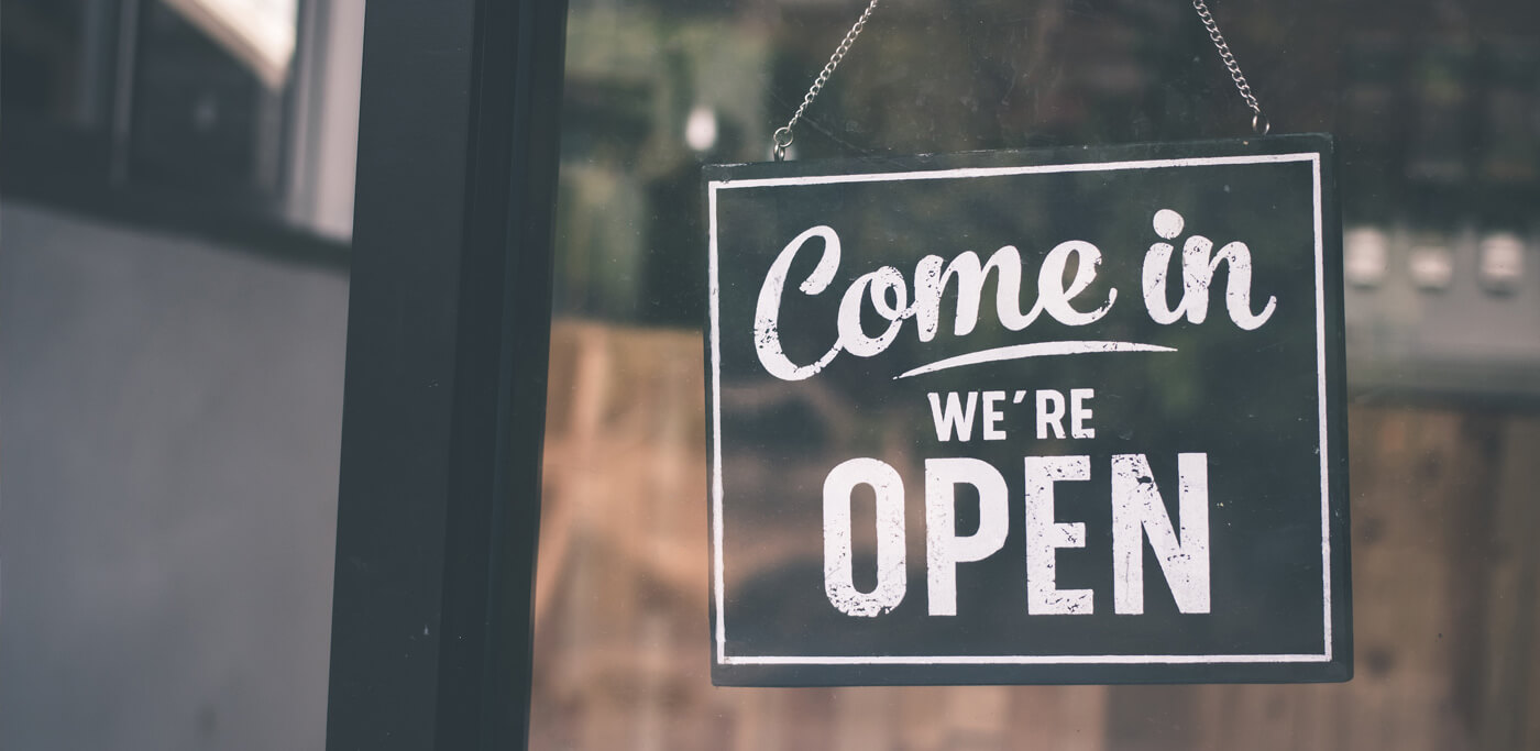 Come in we're open sign