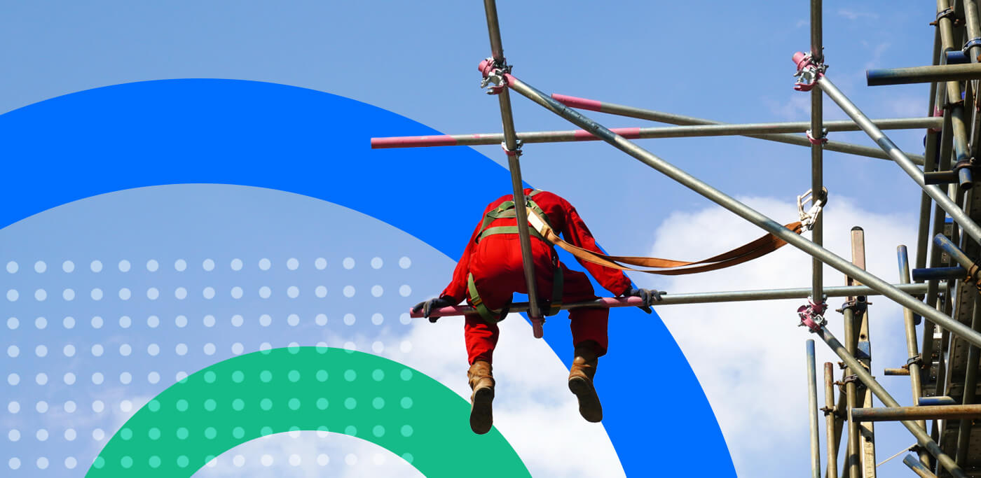 Workers seat on scaffolding