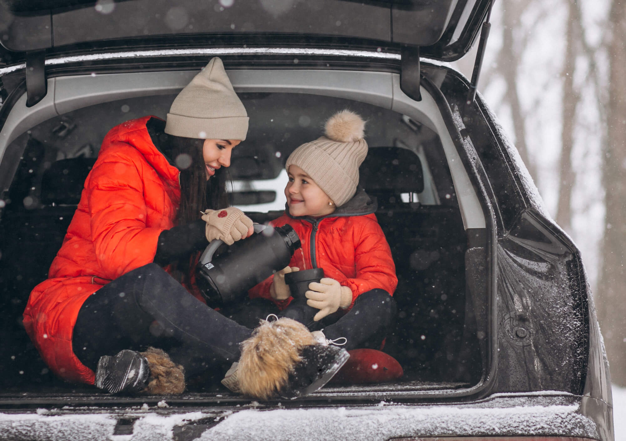 Family inside their car