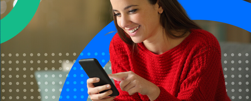 Happy women on mobile