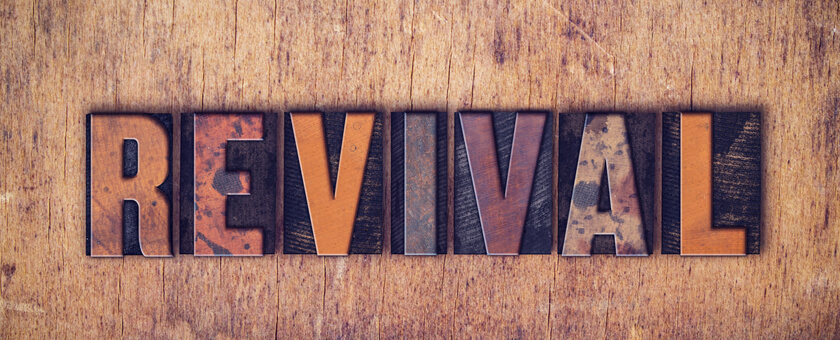 Revival text on wood