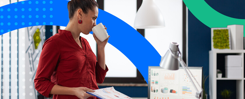 Women looking at customer data