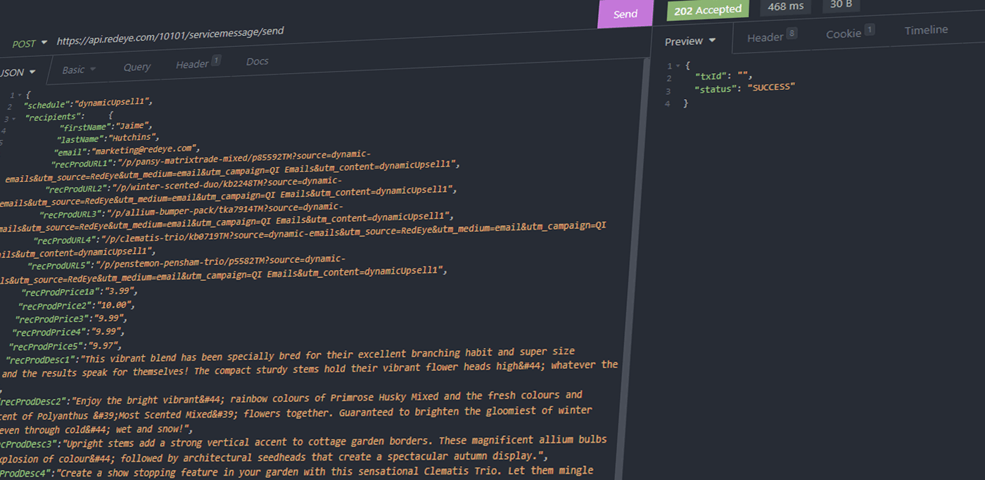 JSON string on API service