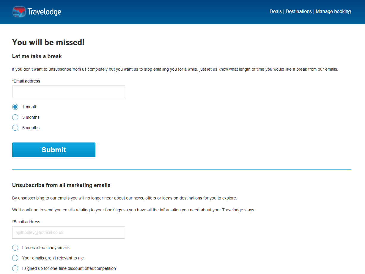 Travelodge Snooze Preference Centre